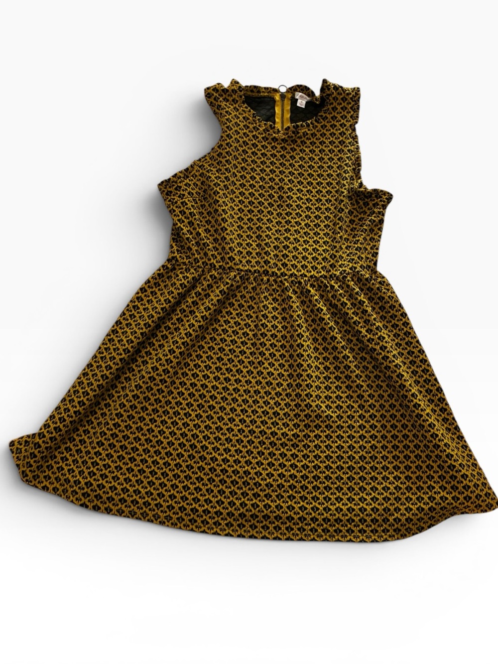 Xhilaration Girls' Mustard and Black Patterned Sleeveless Dress